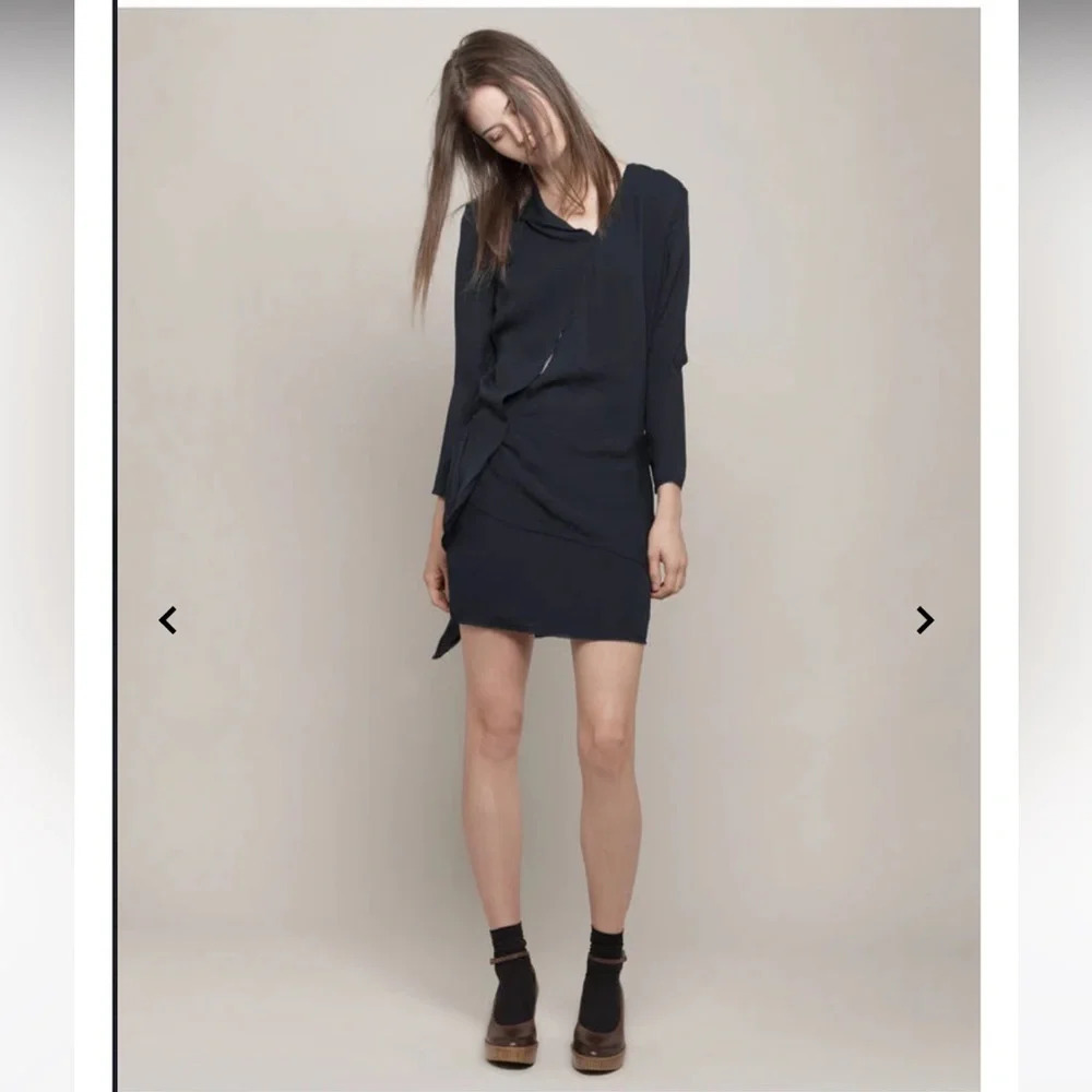 ACNE - Black Silk Darling Longsleeve Dress